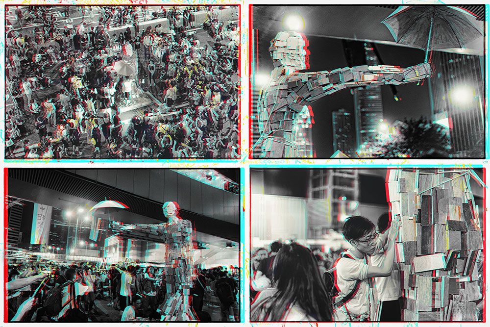 Fine art photo print Beyond Photography HongKong Umbrella Movement 2014 - Man with Umbrella Inauguration Night