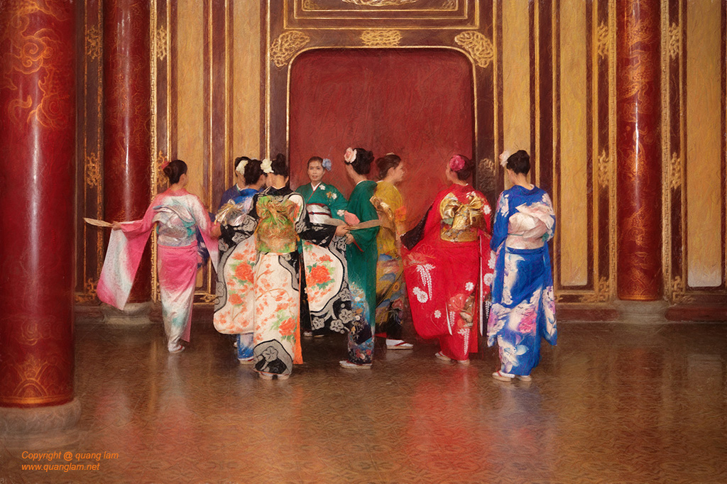 Fine art photo print Uncategorized Kimonos Dance in Hue Palace